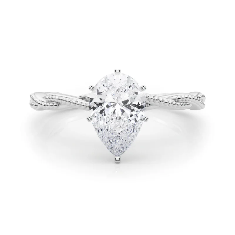 Anastasia Twisted Vine Pear Diamond Solitaire Engagement Ring