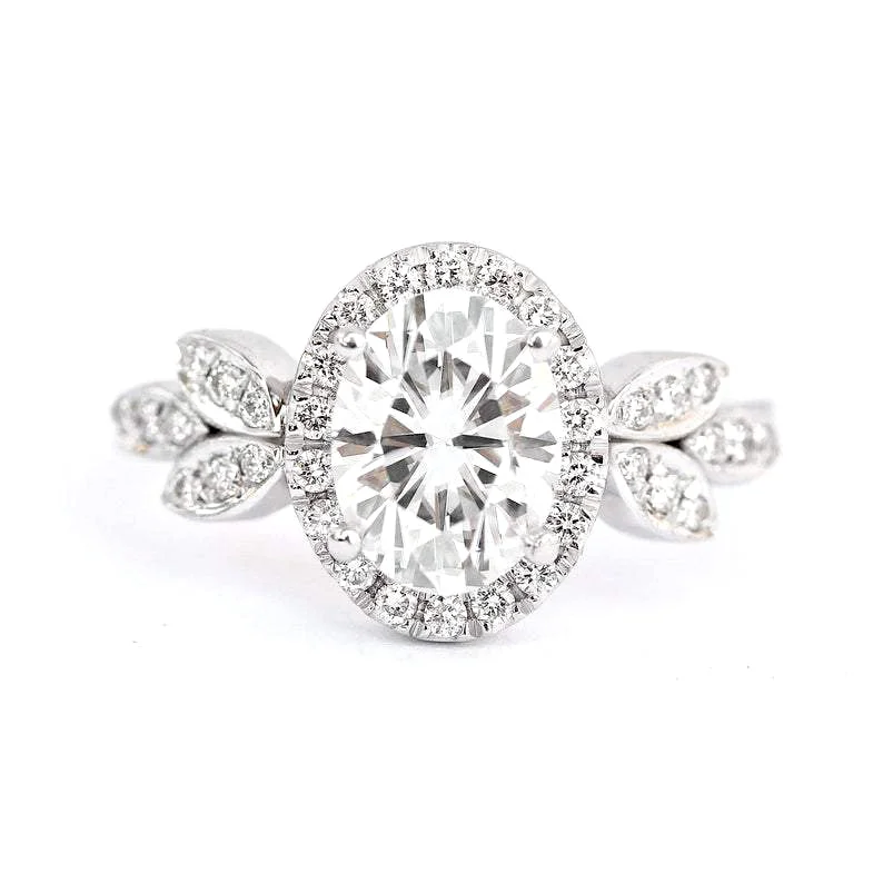 Oval Diamond Floral Engagement ring "Minimal Lily" ♥