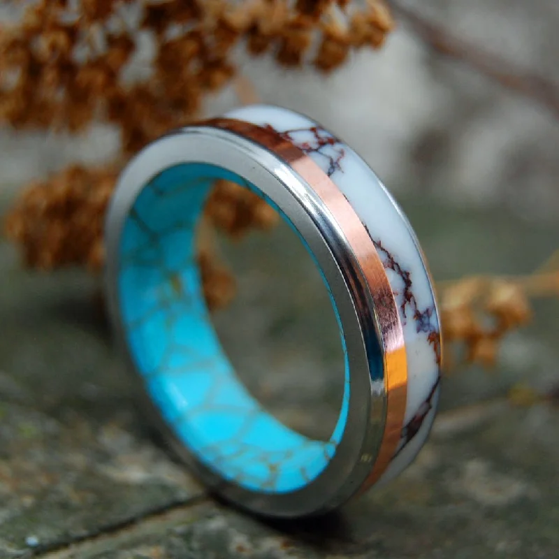 Wild Copper Lightning | Men's Copper, Jasper Stone, Turquoise & Titanium Wedding Ring