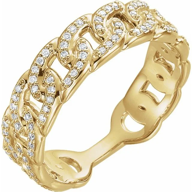 14K Yellow Gold 1/4 CTW Diamond Stackable Chain Link Ring