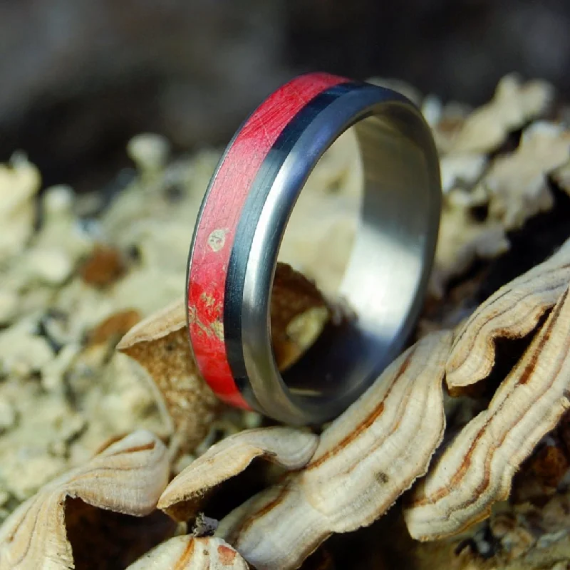 Archangel | Men's Box Elder Wood, Black Marble & Titanium Wedding Ring