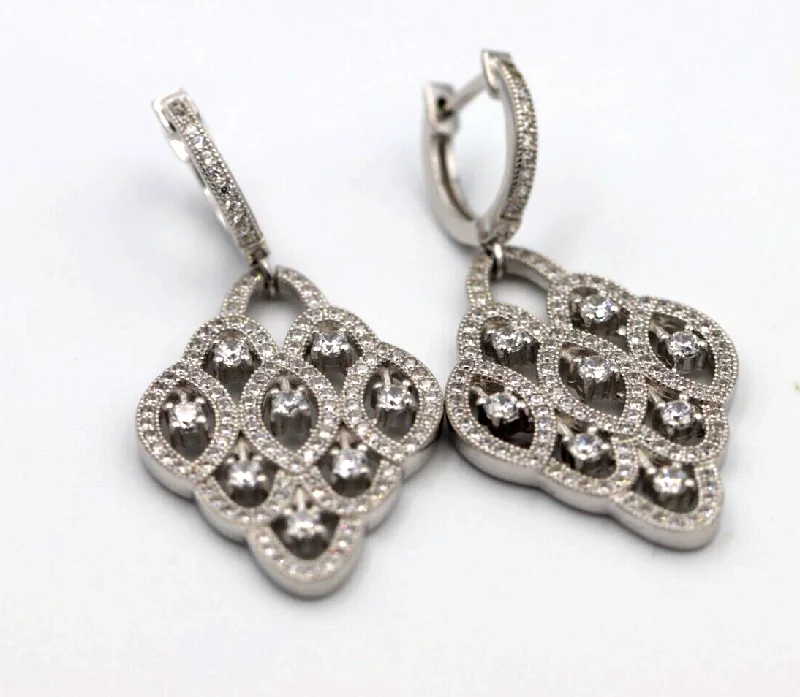 Genuine 925 Sterling Silver Big CZ Chandelier Cocktail Earrings