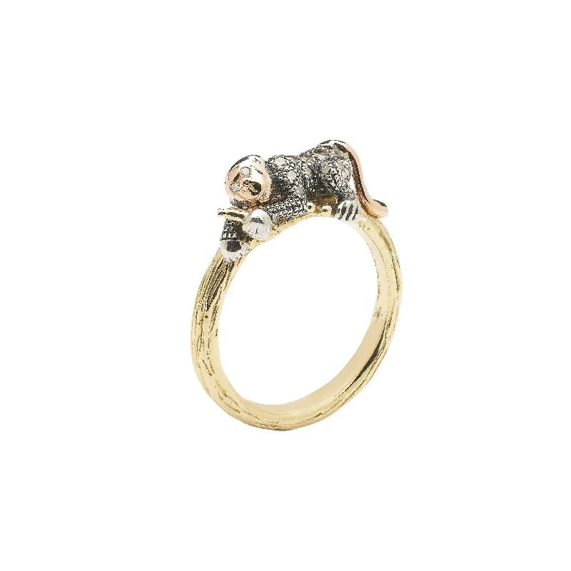 Monkey Stackable 18K Rose Gold, Gold & Silver Ring