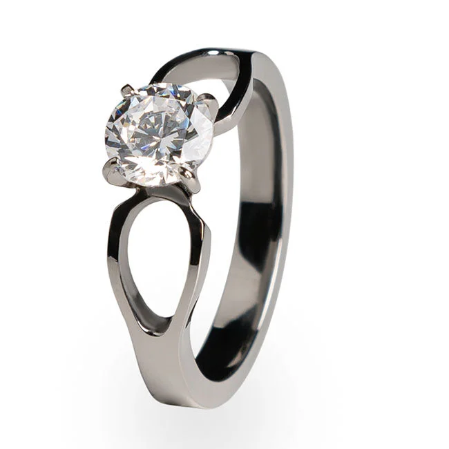 To Infinity Solitaire Titanium Engagement  Ring