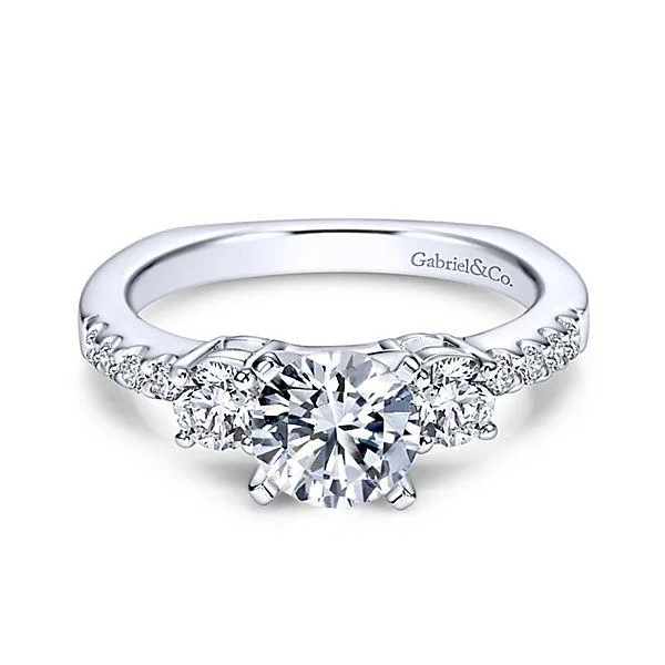 3-Stone Plus Diamond Engagement Ring .52Cttw 14K White Gold 3A