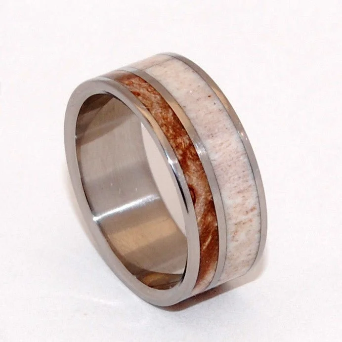 Katahdin | Men's Maple Wood, Moose Antler & Titanium Wedding Ring