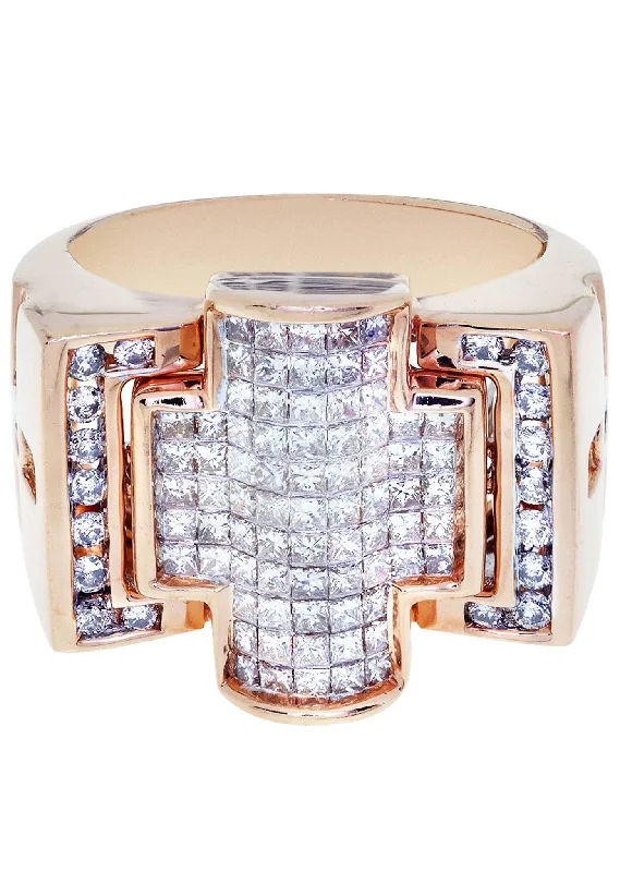 Rose Gold Mens Diamond Ring / Pinky Diamond Ring| 1.88 Carats