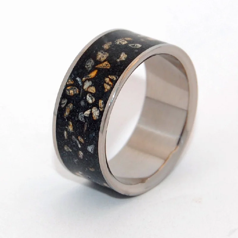 Night Sky | Men's Beach Sand, Concrete & Titanium Wedding Ring