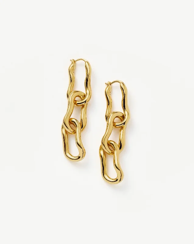 Molten Ovate Triple Drop Earrings | 18ct Recycled Gold Plating on Brass