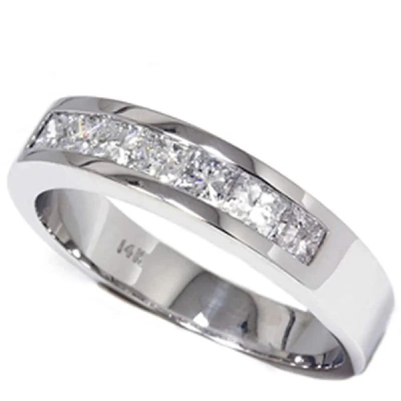 1 1/2 Ct Lab Grown Princess Cut Men's Channel Set Diamond Wedding Ring