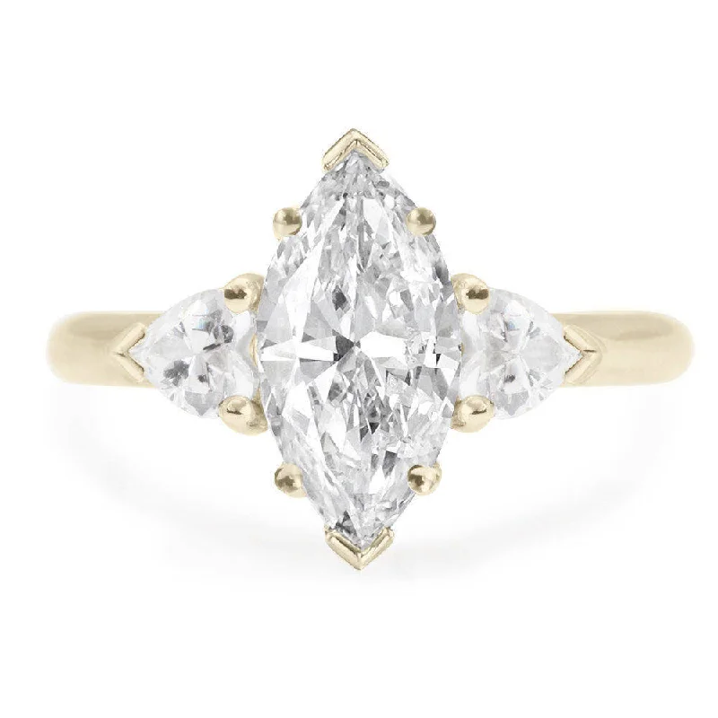 Marquise and Hearts Diamonds Three Stone Engagement Ring 1.50ct ♥