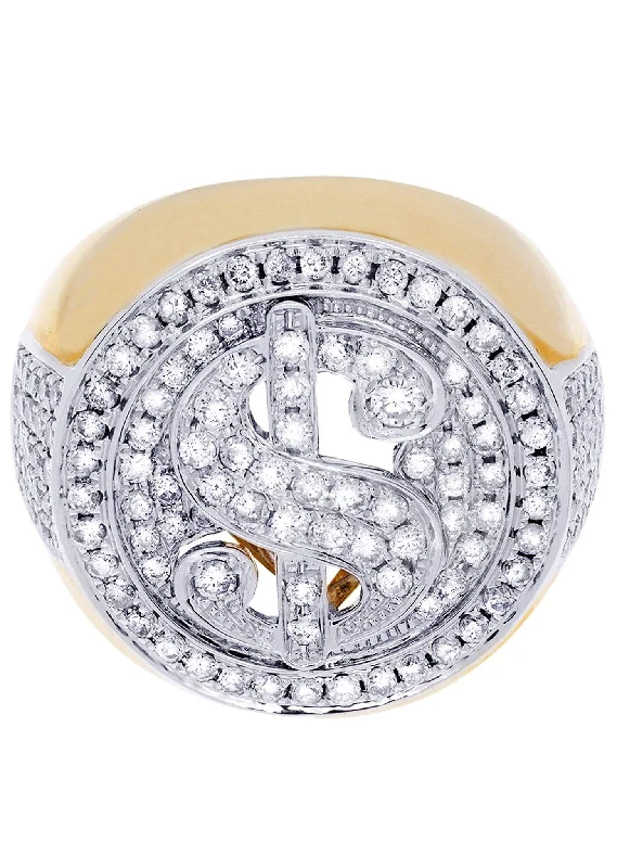 Money Sign Mens Diamond Ring| 1.86 Carats