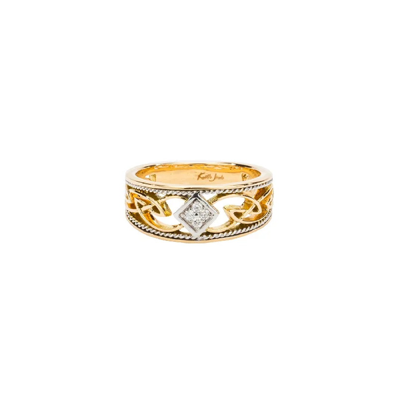 10k Yellow and White Gold Diamond Eternity Knot 'Rosail'  Ring