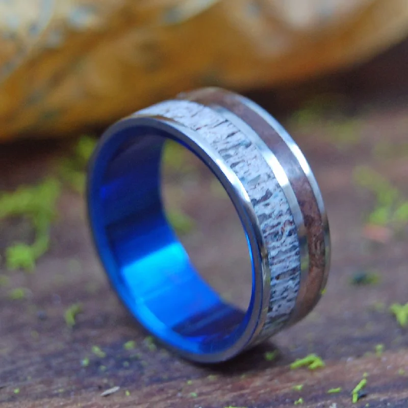 The Great Divide | Men's Moose Antler, Sequoia Redwood & Titanium Wedding Ring