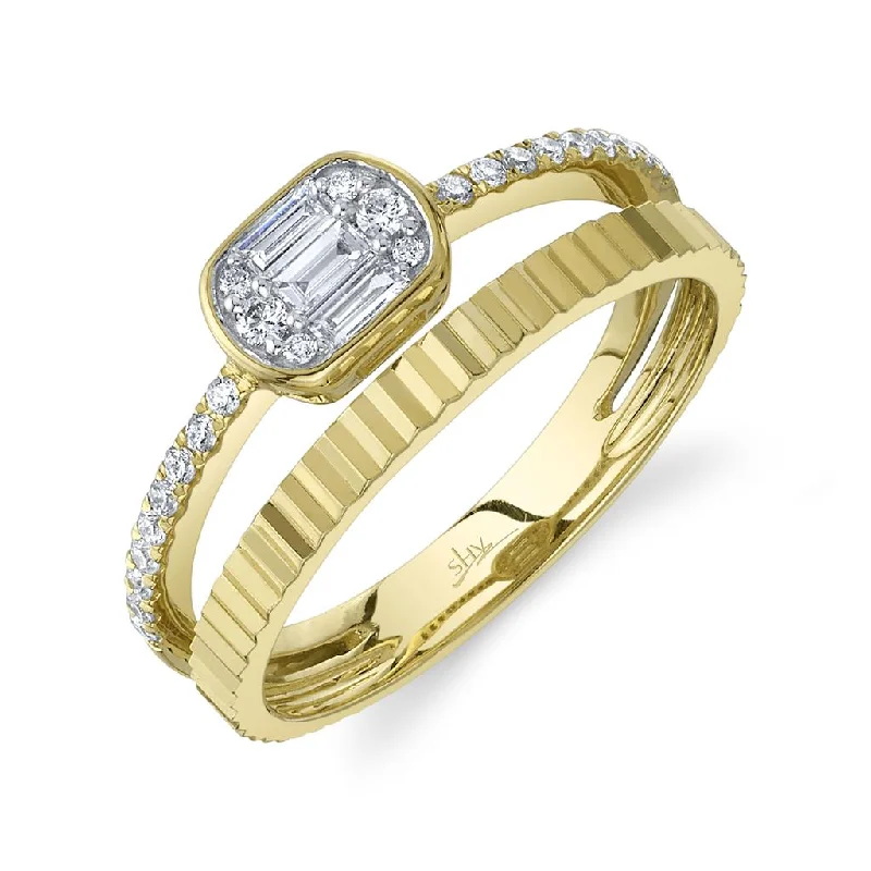 Shy Creation Multi Row Diamond Baguette Ring