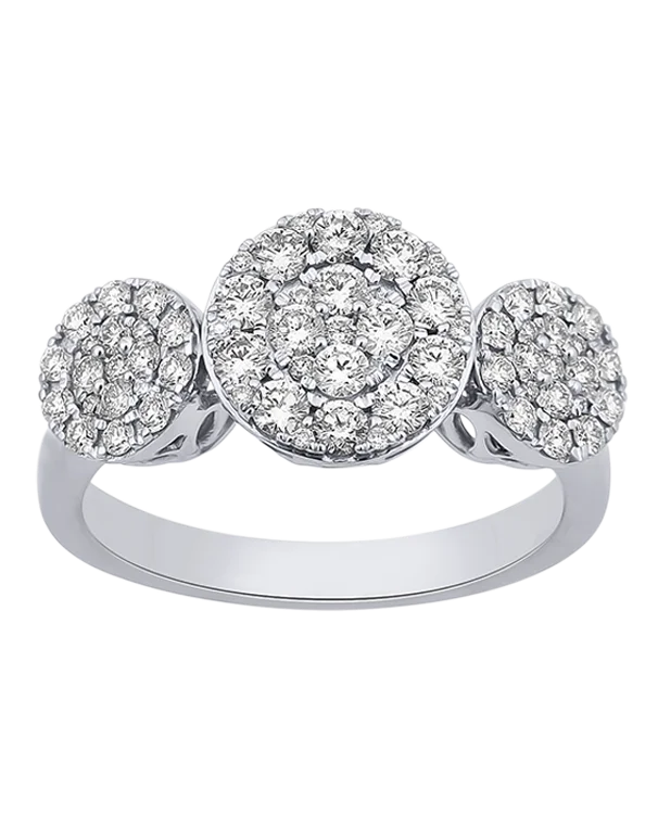 Diamond Ring - 14ct White Gold Diamond Set Trio Ring - 785007