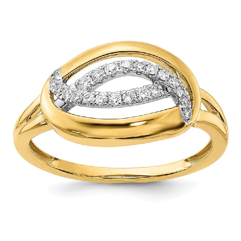 14k Yellow Gold Polished Diamond Oval Ring