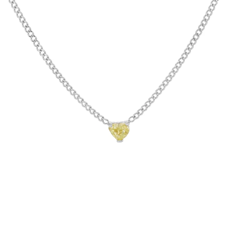 White Gold Yellow Diamond Heart Necklace - Limited Edition