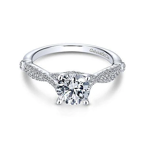 Crossover Pave Diamond Ring .24 Cttw 14K White Gold 515A