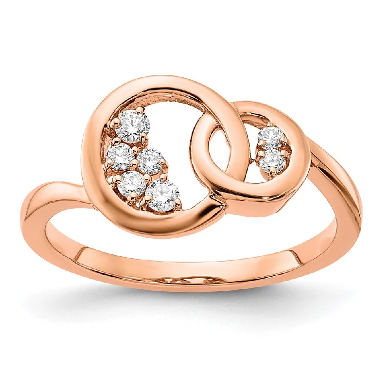 14k Rose Gold Polished Diamond Double Circle Ring