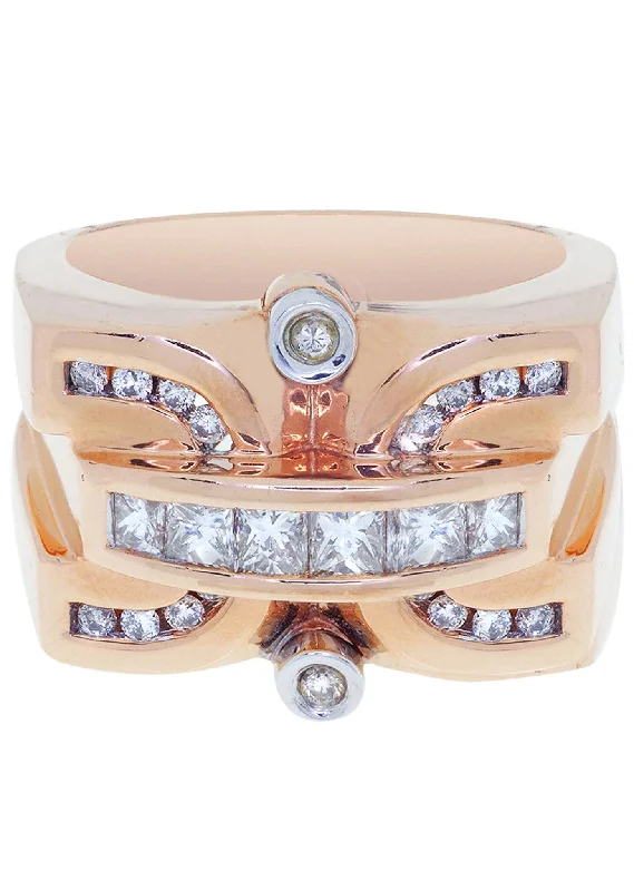 Rose Gold Mens Diamond Ring / Pinky Diamond Ring| 1.3 Carats