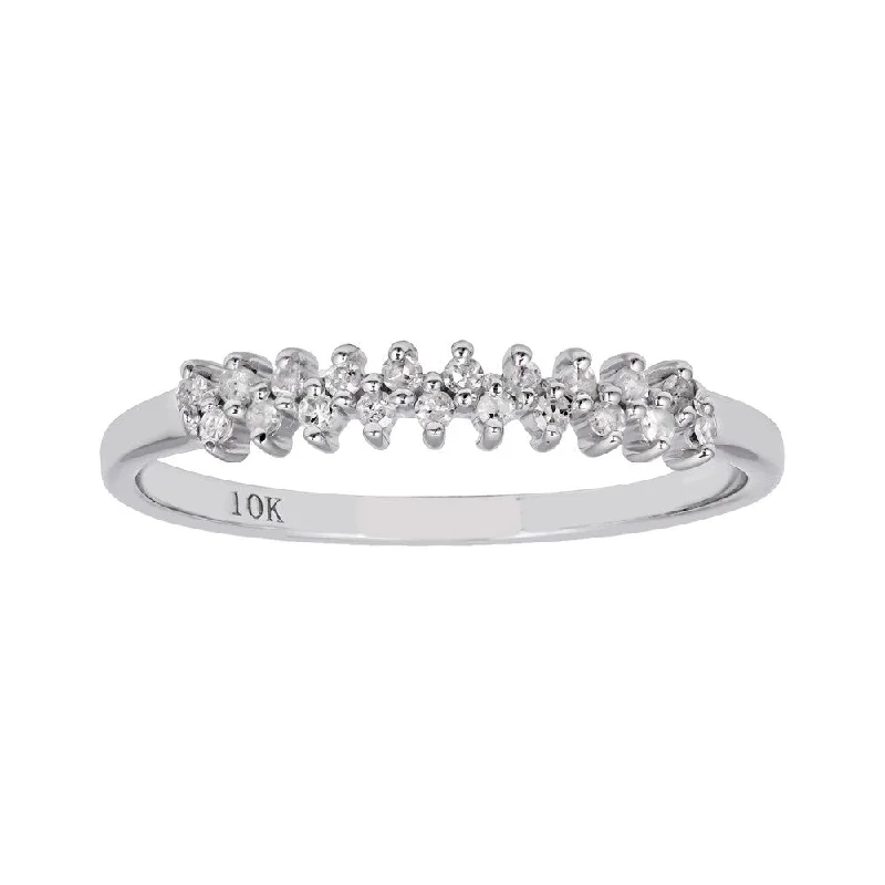 Viducci 10k White Gold Two-Row 1/5ct Diamond Wedding Anniversary Ring