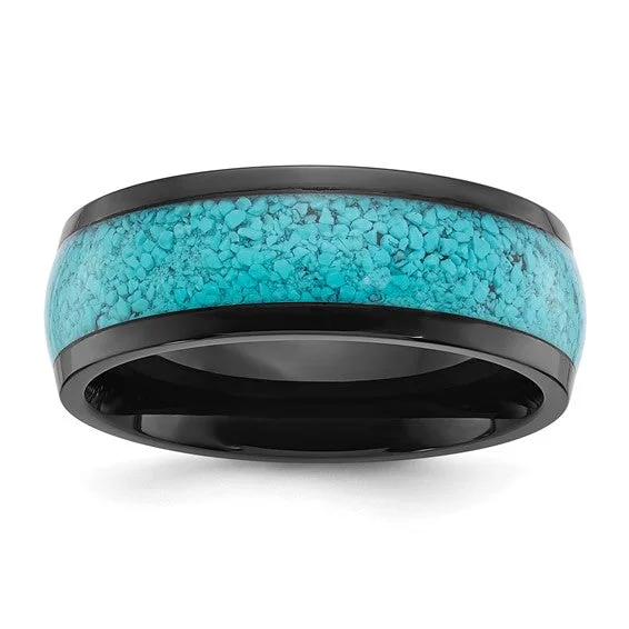 Black Titanium Turquoise Inlay 8mm Band