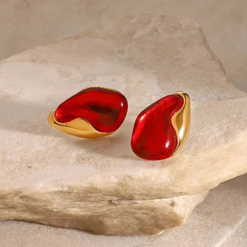 Red Carnelian Stud Earrings