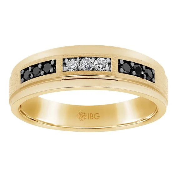 10k Gold Black & White Diamond Men's Wedding Ring