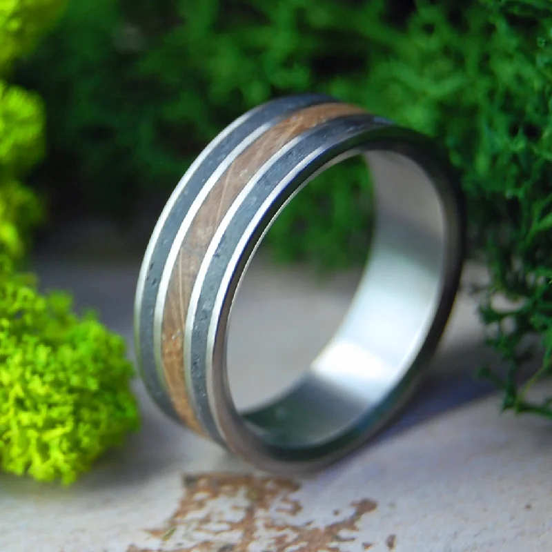 Iceland Loves Whiskey | Men's Icelandic Lava, Whiskey Barrel & Titanium Wedding Ring