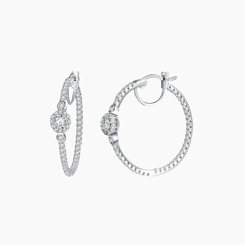 Sterling Silver Cubic Zirconia Hoop Earrings