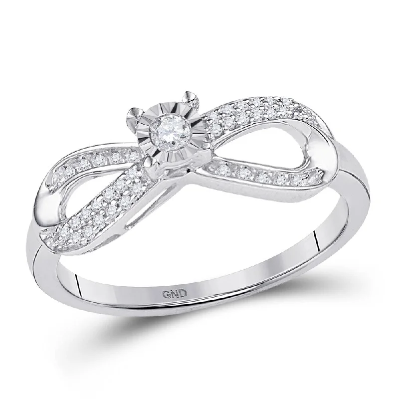 10k White Gold Womens Round Diamond Infinity Promise Ring (1/5 Cttw, G-H Color, I1-I2 Clarity)