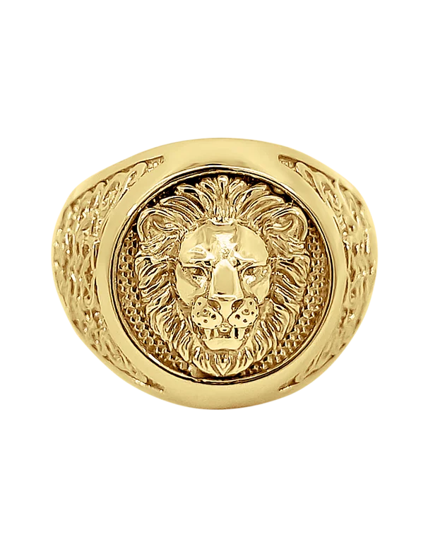 Men's Ring - 10ct Yellow Gold Mens Lion Ring - 783992