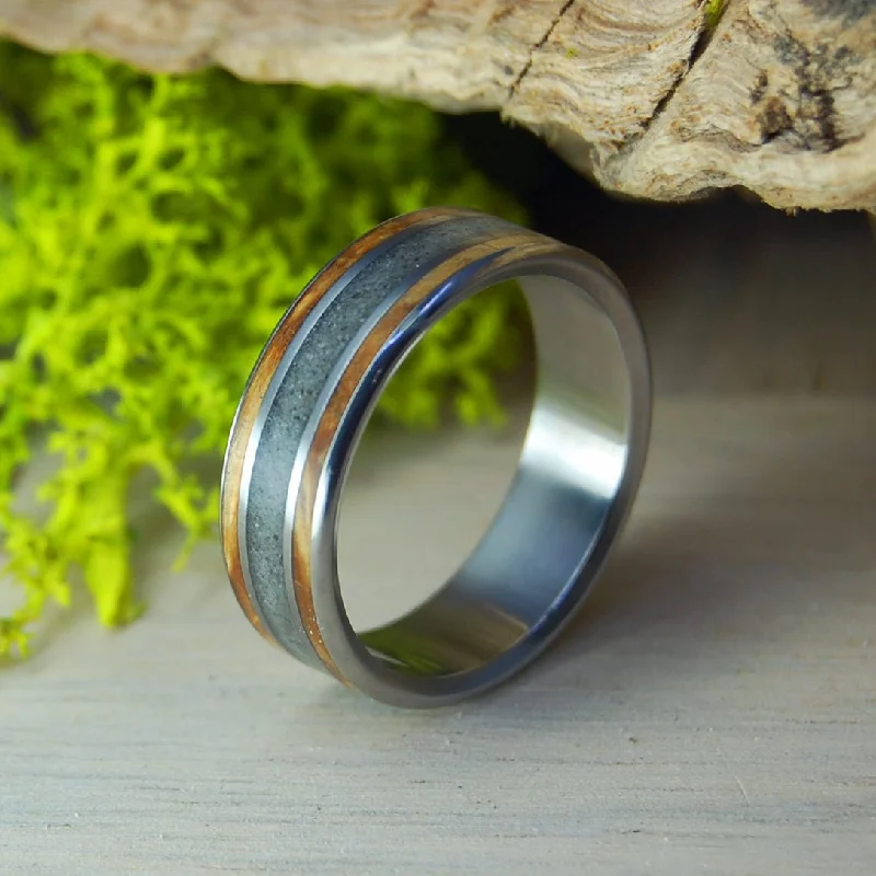 York Beach Maine | Men's Beach Sand, Wood & Titanium Wedding Ring