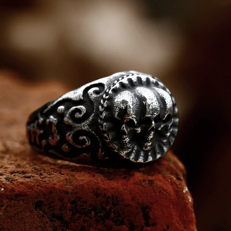 Men's Punk Skull Distressed Ring