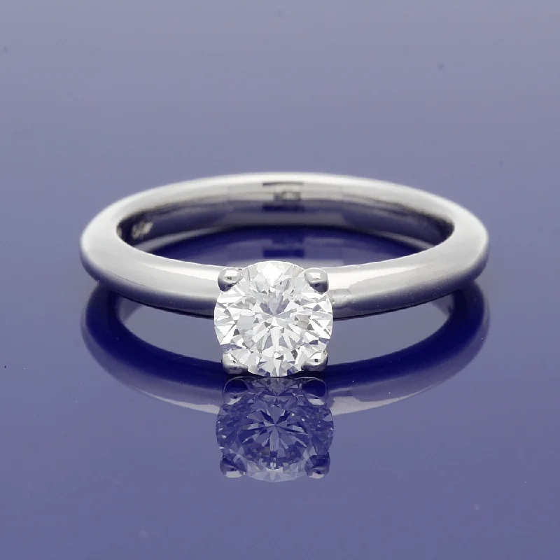 Platinum 0.70ct Certificated Round Brilliant Cut Diamond Solitaire Ring              