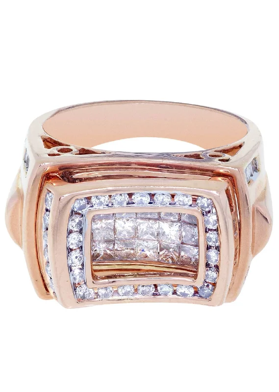 Rose Gold Mens Diamond Ring / Pinky Diamond Ring| 1.88 Carats