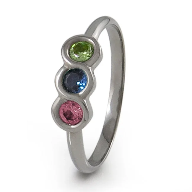 Family Titanium Ring - Birthstone Ring