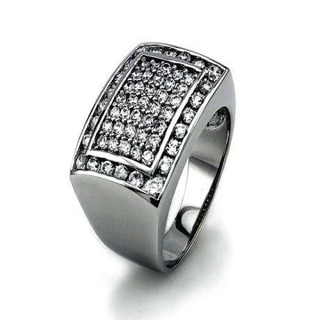 Sterling Silver Pave-Set CZ Statement Ring-20mm