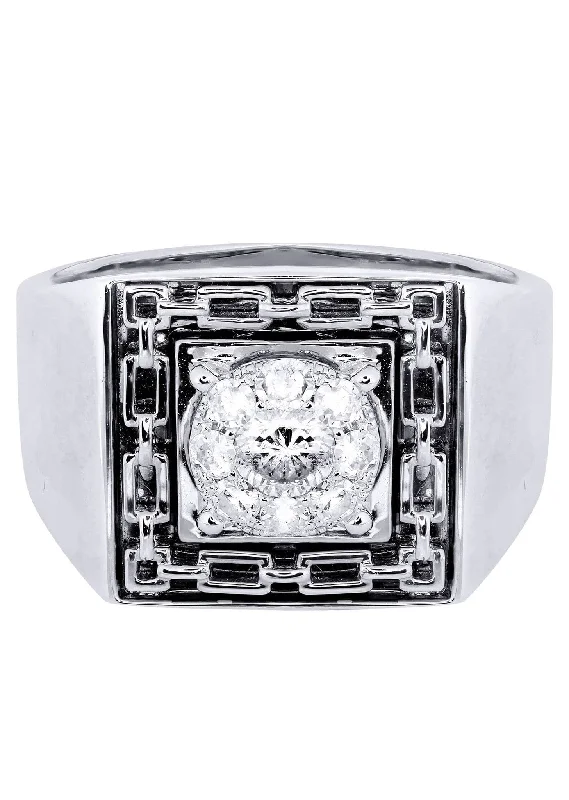 White Gold Mens Diamond Ring| 0.52 Carats| 9.54 Grams