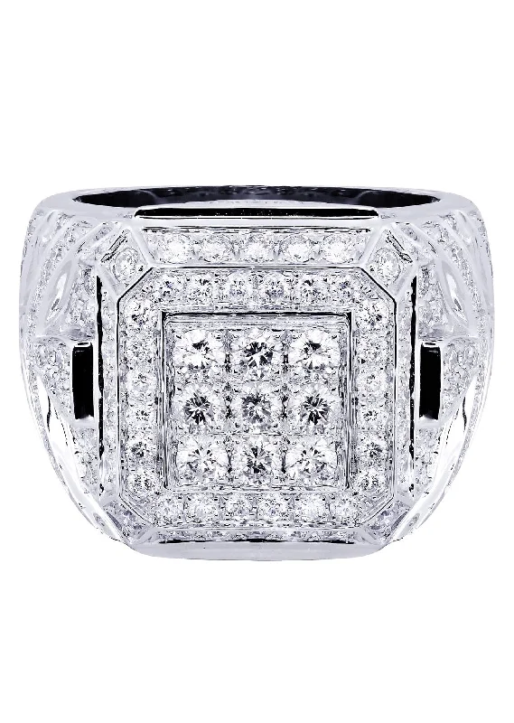 White Gold Mens Diamond Ring| 3.4 Carats| 17.9 Grams