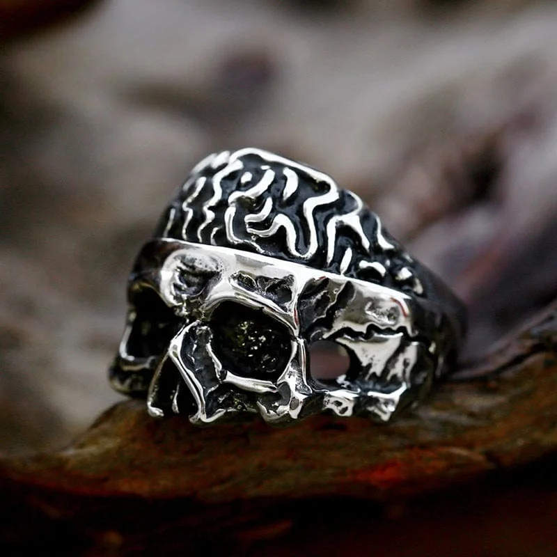 Men's Punk Half-face Skull RIng