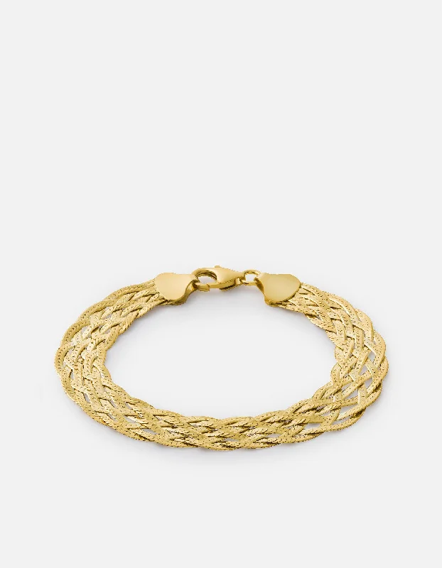 Braided Herringbone Bracelet, Gold Vermeil