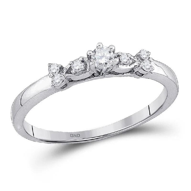 10k White Gold Womens Round Diamond Solitaire Promise Ring (1/6 Cttw, G-H Color, I1-I2 Clarity)