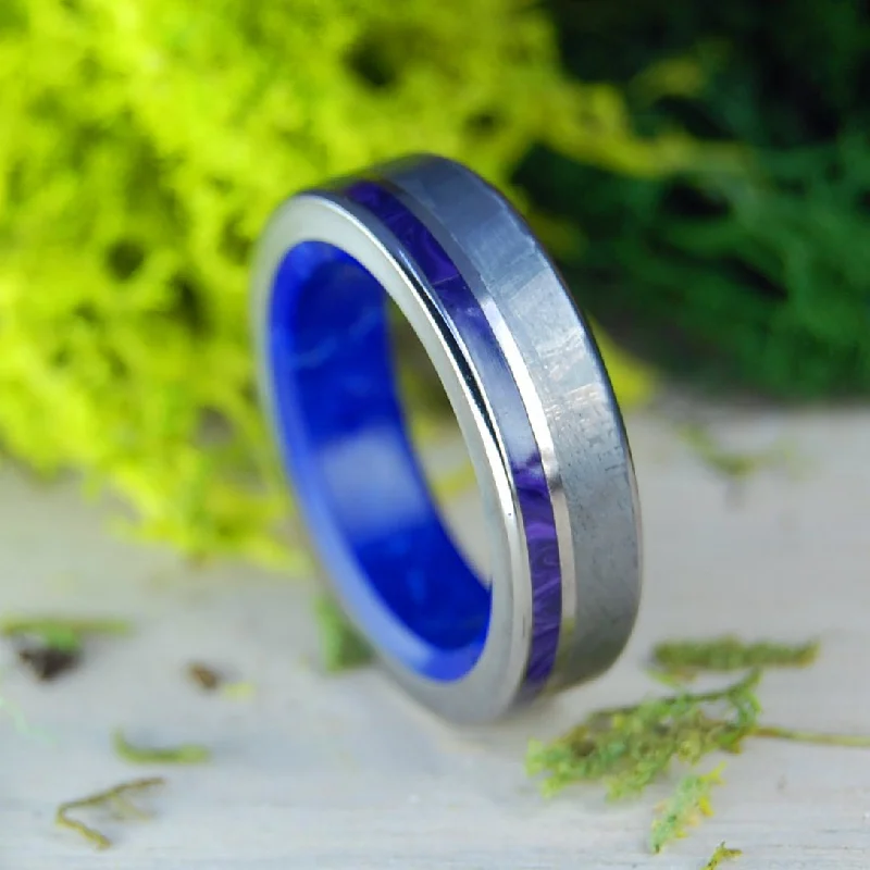 Through Space And Light Charoite | Men's Charoite, Meteorite & Titanium Wedding Ring