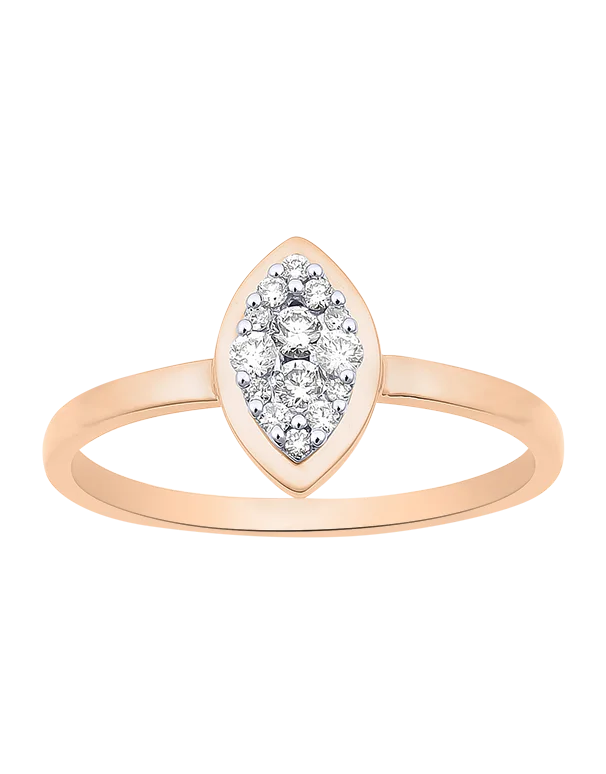 Diamond Ring - 10ct Yellow Gold Diamond Set Marquise Shape Ring - 784040