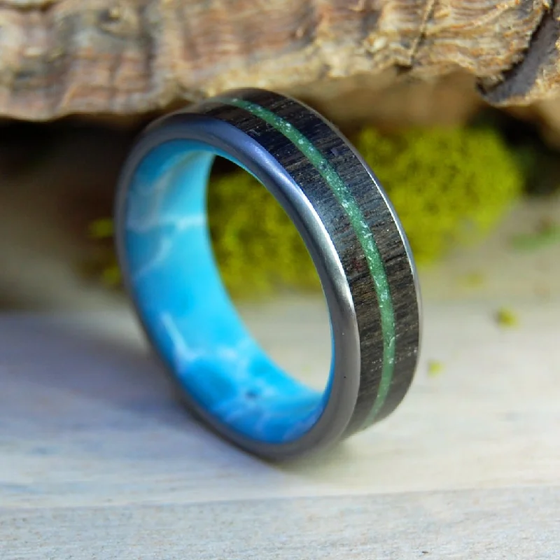 The Shores Of Ireland | Men's Irish Bog Oak, Connemara Marble & Titanium Wedding Ring