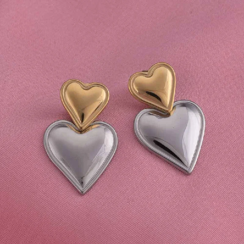 Double Heart Drop Earrings