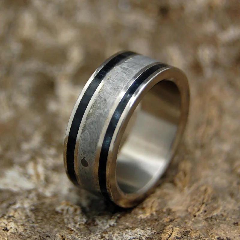 The Wreck Of The Peter Iredale | Men's Meteorite, Black Marbled Opalescent & Titanium Wedding Ring