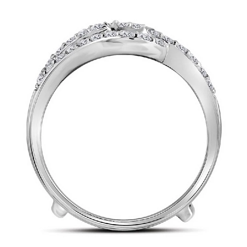 14k White Gold Womens Round Diamond Wedding Wrap Guard Enhancer Ring (3/4 Cttw ,I1-I2 Clarity ,G-H Color)